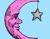 Desenho Lua e estrela pintado por Henrique lima