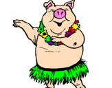 Desenho Porco havaiano pintado por Passarinho