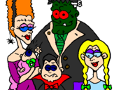 Desenho Família de monstros pintado por jhayne