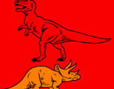 Desenho Tricerátopo e tiranossauro rex pintado por  joão vitor vaz de lima g