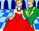 Desenho Princesa e príncipe no baile pintado por Adriana