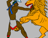 Desenho Gladiador contra leão pintado por hiago