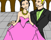 Desenho Princesa e príncipe no baile pintado por palloma