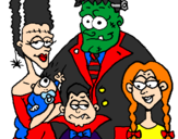 Desenho Família de monstros pintado por lucas