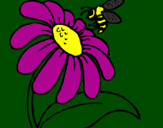 Desenho Margarida com abelha pintado por Dora Bianca