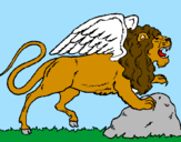 Desenho Leão alado pintado por Vinicius