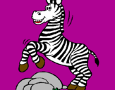 Desenho Zebra a saltar pedras pintado por zebra