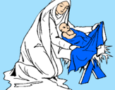 Desenho Nascimento do menino Jesús pintado por rayane e gatinha