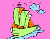 Desenho Barco veleiro pintado por renan