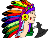 Desenho Índio com grandes plumas pintado por edson rodrigues