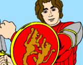Desenho Cavaleiro com escudo de leão pintado por deborah