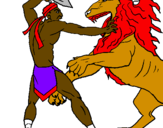 Desenho Gladiador contra leão pintado por hfutkgfdgdnfgndrt6u