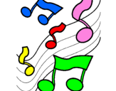 Desenho Notas na escala musical pintado por Colcheia pintada