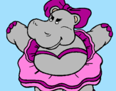 Desenho Hipopótamo com laço pintado por lulu