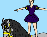 Desenho Trapezista em cima do cavalo pintado por camila