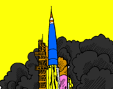 Desenho Lançamento foguete pintado por betania