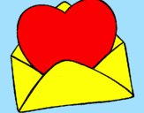 Desenho Coração num envelope pintado por -Paty-
