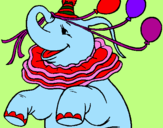 Desenho Elefante com 3 balões pintado por clercia