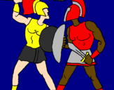 Desenho Luta de gladiadores pintado por mano 