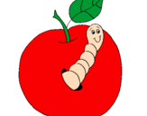 Desenho Maçã com lagarto pintado por maçã