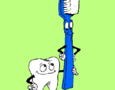 Desenho Dentes e escova de dentes pintado por Mariana