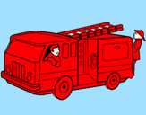 Desenho Bombeiros no camião  pintado por GABRIEL LASSECK