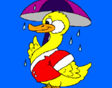 Desenho Pato sob a chuva pintado por alesandra