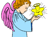 Desenho Anjo e estrela pintado por gabrielle 