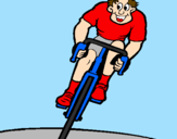 Desenho Ciclista com gorro pintado por mano 