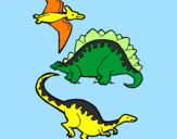 Desenho Três classes de dinossauros pintado por SWAMI