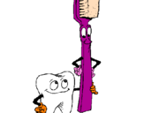 Desenho Dentes e escova de dentes pintado por laura