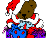 Desenho Ursinho com gorro natalício pintado por sophia