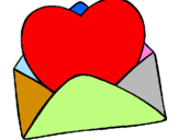 Desenho Coração num envelope pintado por konny