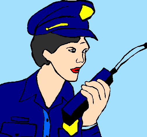 Polícia com um walkie