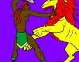 Desenho Gladiador contra leão pintado por joão victor hoher