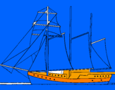 Desenho Veleiro de três mastros pintado por Izau