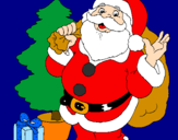 Desenho Santa Claus e uma árvore de natal pintado por Thássila