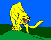 Desenho Tigre com dentes afiados pintado por joao