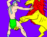 Desenho Gladiador contra leão pintado por yohanna
