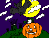 Desenho Paisagem Halloween pintado por rodrigo da costa rodrigue