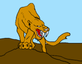 Desenho Tigre com dentes afiados pintado por vfbgfvbghf