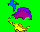 Desenho Três classes de dinossauros pintado por rpm