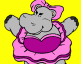 Desenho Hipopótamo com laço pintado por  vitoria zilio