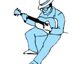 Desenho Guitarrista com chapéu pintado por pedro henrique