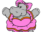 Desenho Hipopótamo com laço pintado por suelen