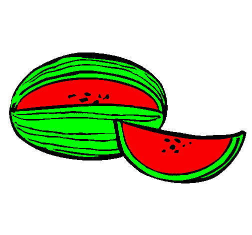Desenho Melão pintado por mulher melancia