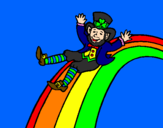 Desenho Duende no arco-íris pintado por ines e beatriz