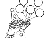 Desenho Palhaço com balões pintado por JOANA