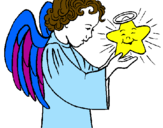 Desenho Anjo e estrela pintado por rita