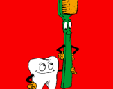 Desenho Dentes e escova de dentes pintado por Milena